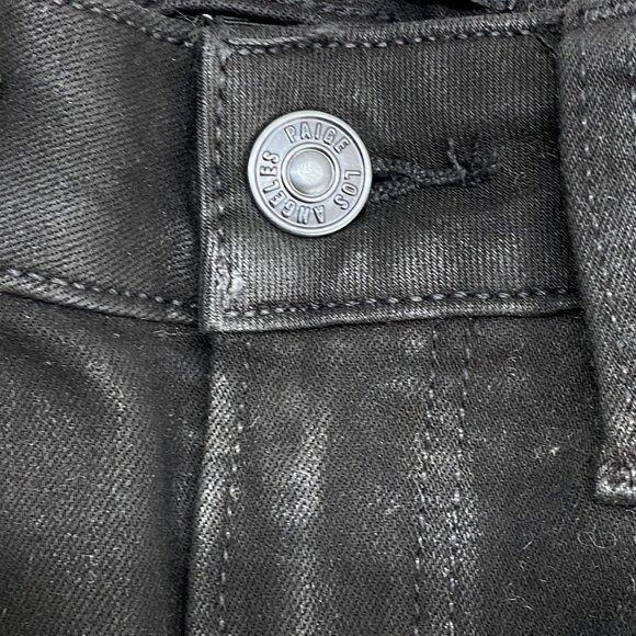 NEW PAIGE Women’s Anessa Luxe Coating Wide-Leg Pants “Black Fog” Size 25 - Picture 12 of 13